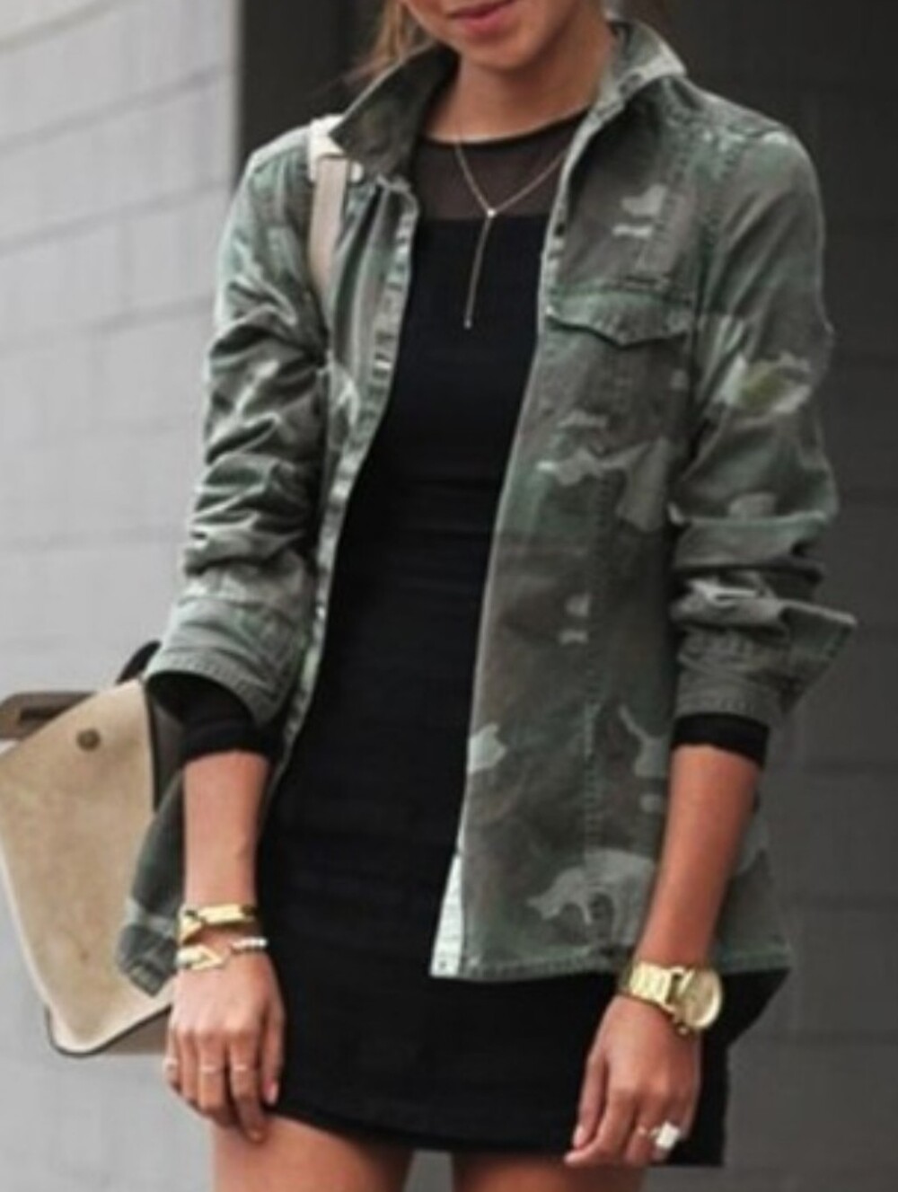 Santa Fe NY Coffee Shop Collection Camouflage Utility Jacket Layering Tactical